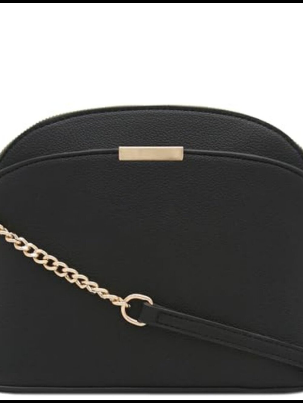 Faux Leather Small Dome Crossbody Bag with Chain Strap